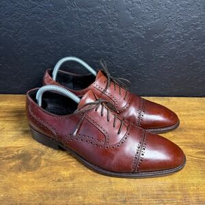 Lorenzo Banfi Lavorazione A Mano Brown Leather‎ Oxford Brogue Mens Size 7.5 M